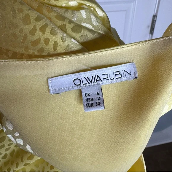 Olivia Rubin Dahlia Midi Dress Yellow Long Sleeve Button